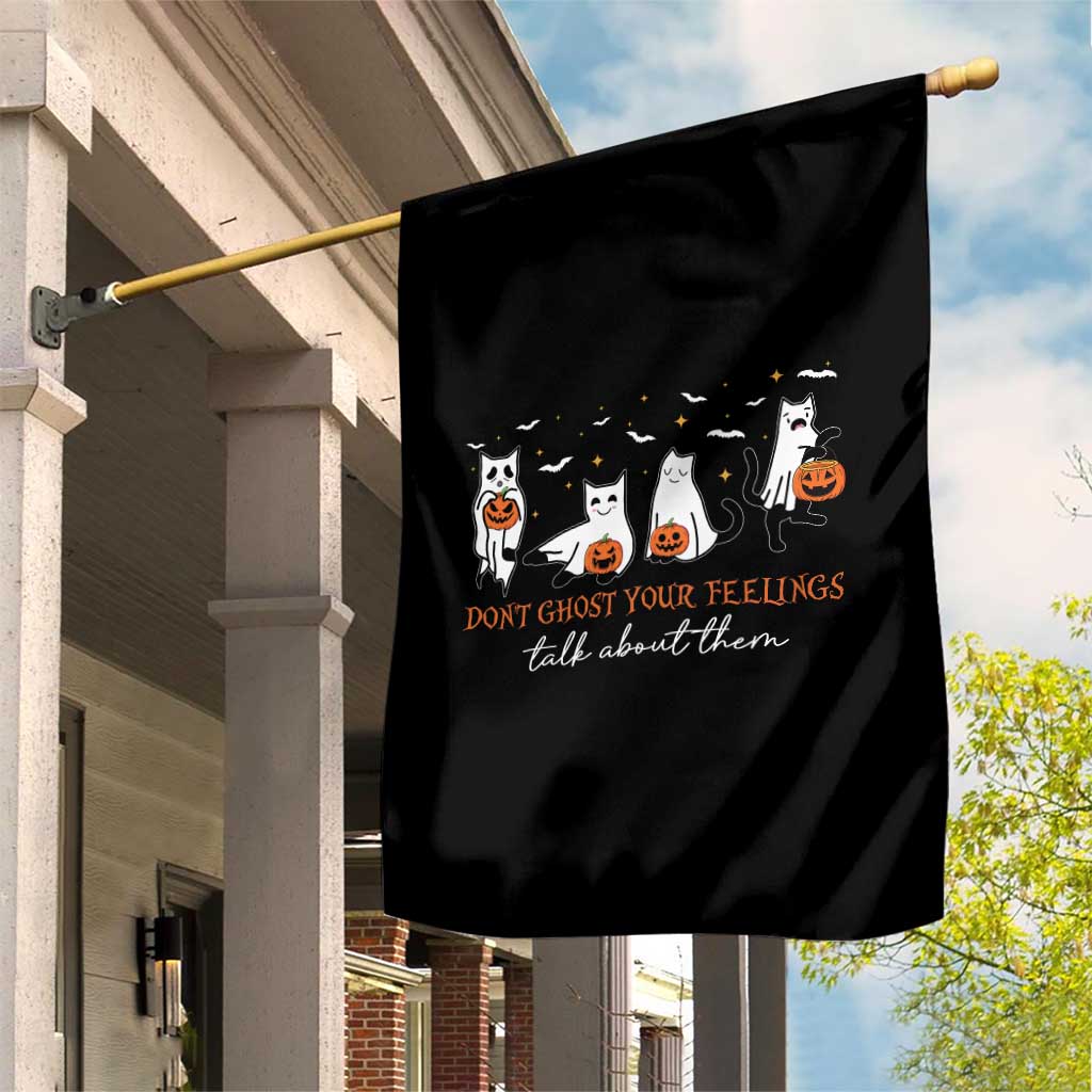 Halloween School Counselor Garden Flag Don't Ghost Your Feelings Talk About Them Ghost Cats - Wonder Print Shop