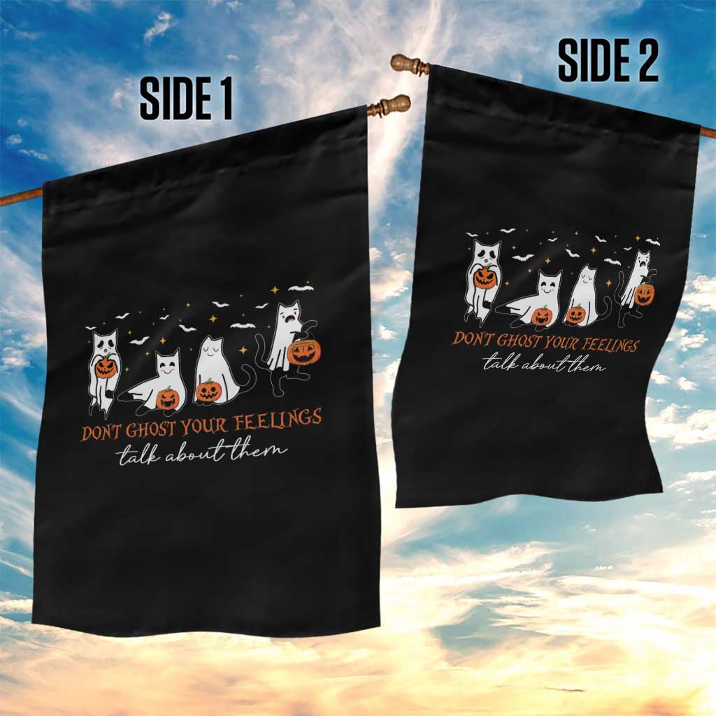 Halloween School Counselor Garden Flag Don't Ghost Your Feelings Talk About Them Ghost Cats - Wonder Print Shop