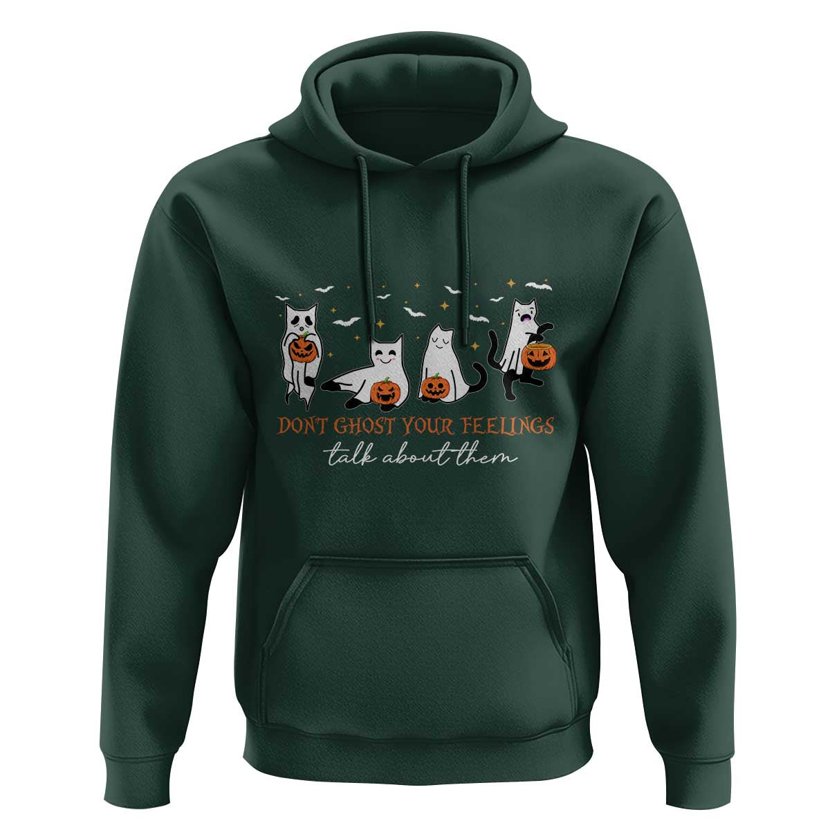 Halloween School Counselor Hoodie Don't Ghost Your Feelings Talk About Them Ghost Cats
