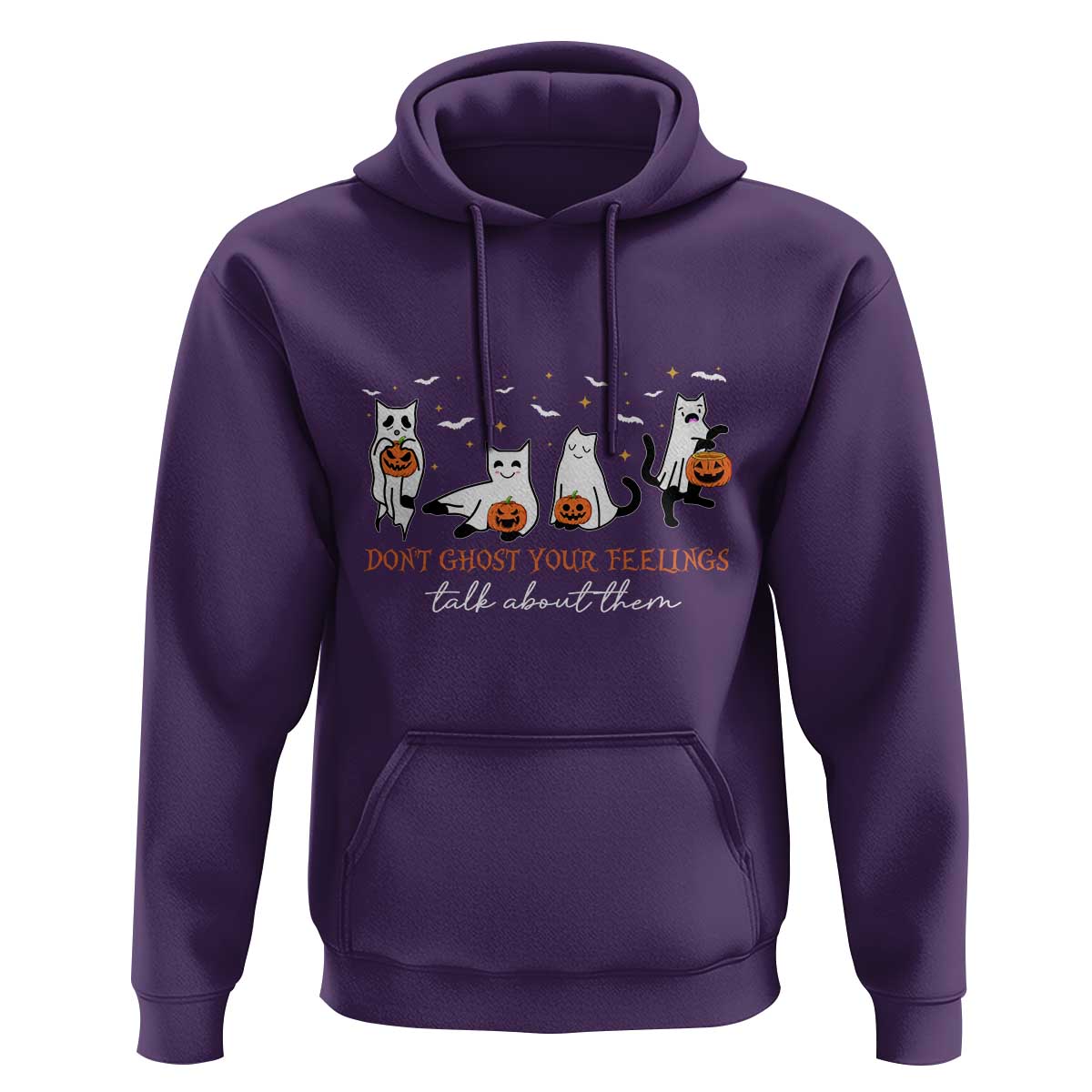 Halloween School Counselor Hoodie Don't Ghost Your Feelings Talk About Them Ghost Cats