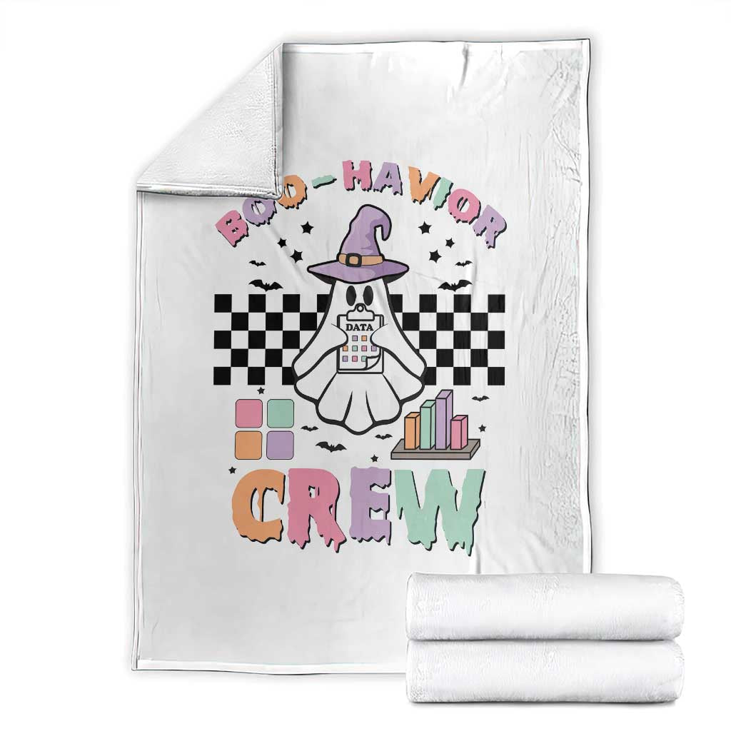 Funny Halloween Behavior Analyst Throw Blanket Boo-Havior Retro Ghost Witch ABA RBT - Wonder Print Shop