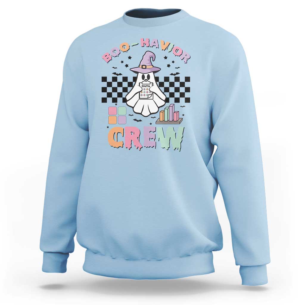 Funny Halloween Behavior Analyst Sweatshirt Boo-Havior Retro Ghost Witch ABA RBT - Wonder Print Shop