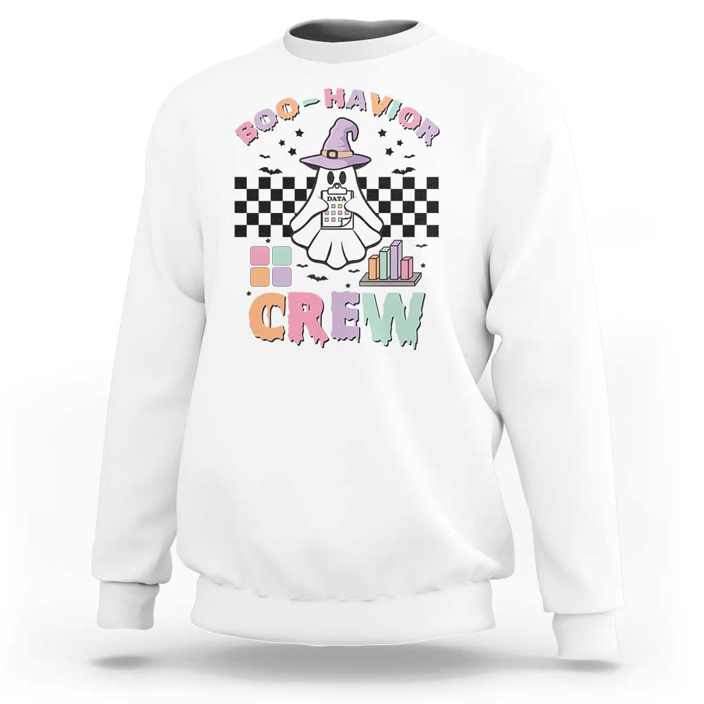 Funny Halloween Behavior Analyst Sweatshirt Boo-Havior Retro Ghost Witch ABA RBT - Wonder Print Shop
