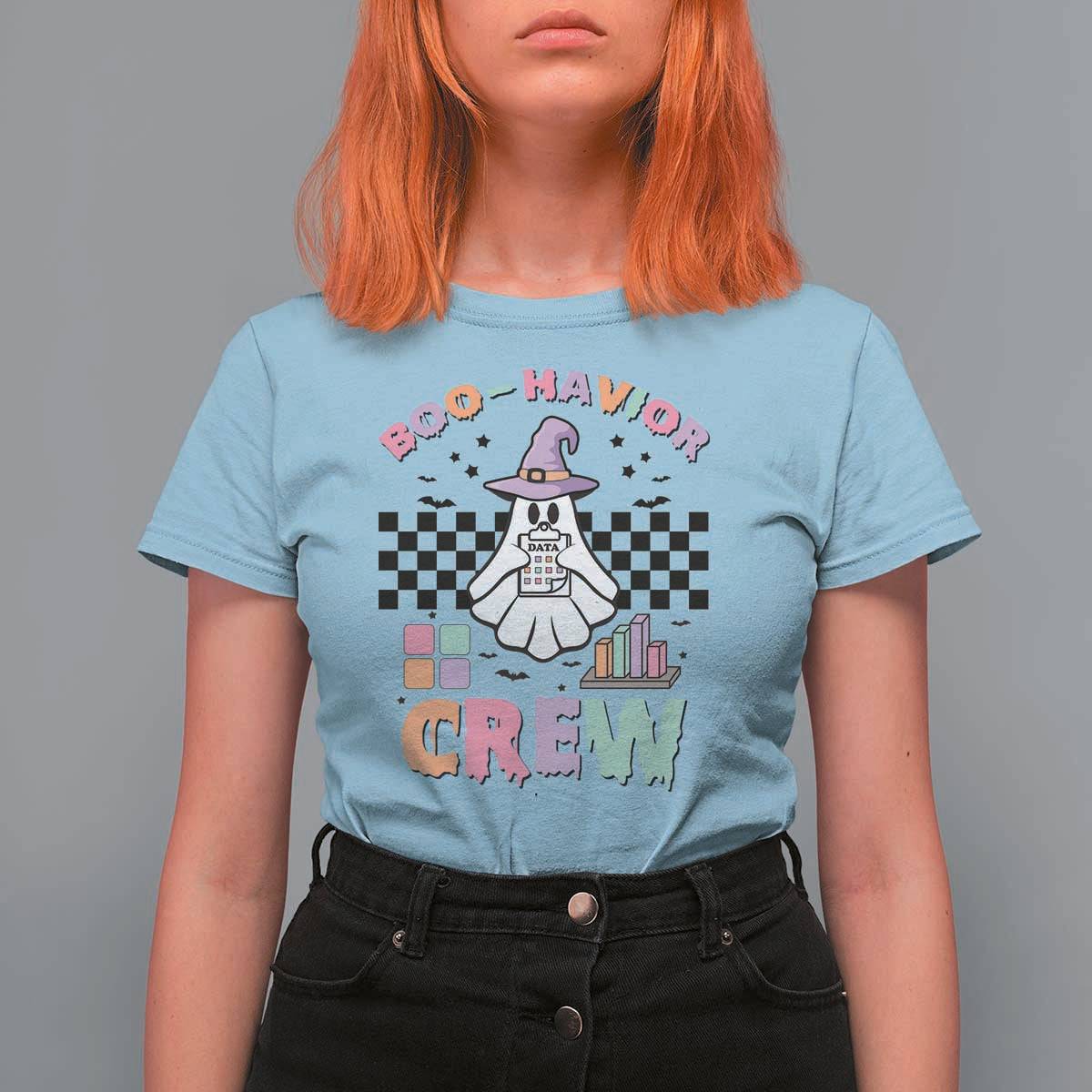 Funny Halloween Behavior Analyst T Shirt For Women Boo-Havior Retro Ghost Witch ABA RBT - Wonder Print Shop
