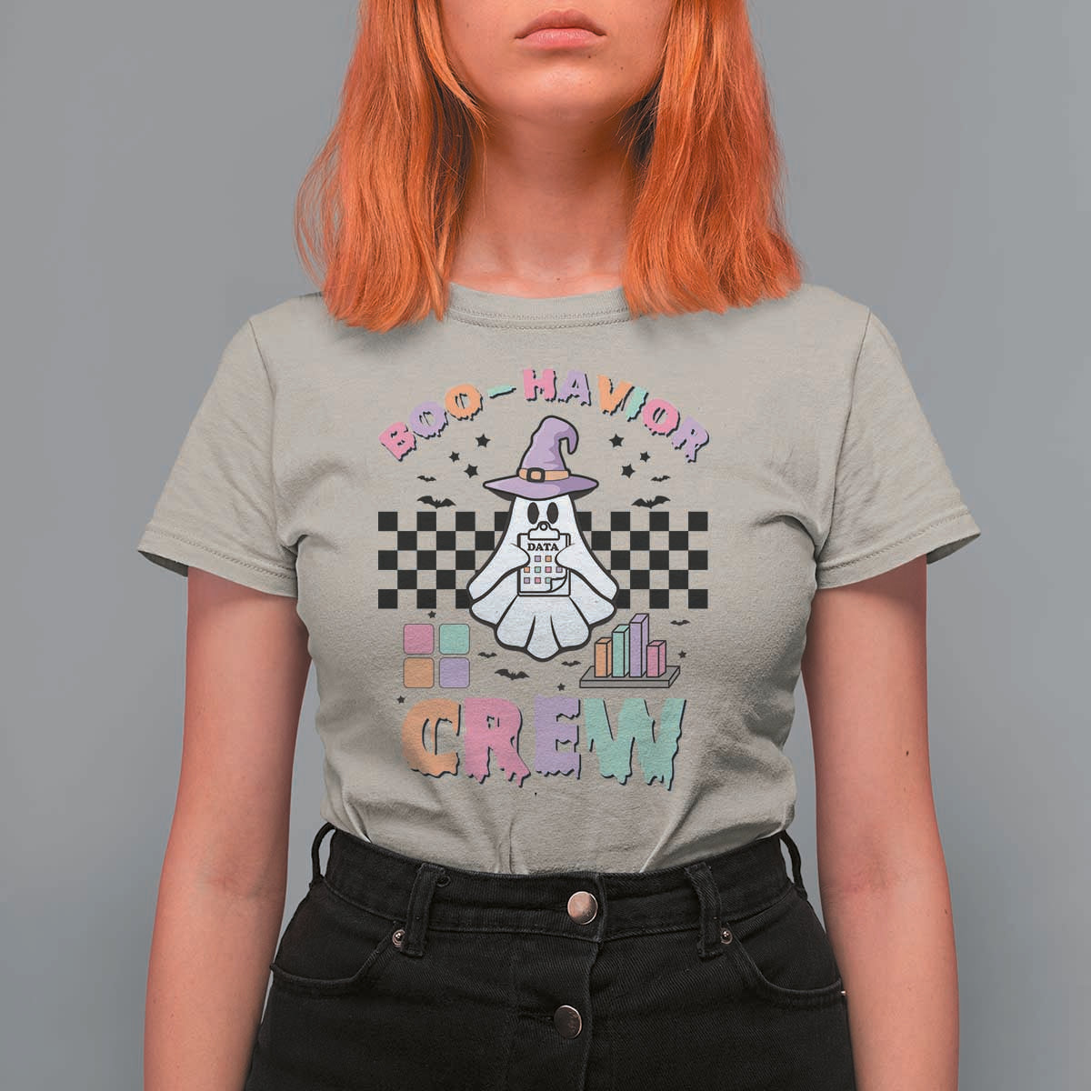 Funny Halloween Behavior Analyst T Shirt For Women Boo-Havior Retro Ghost Witch ABA RBT - Wonder Print Shop