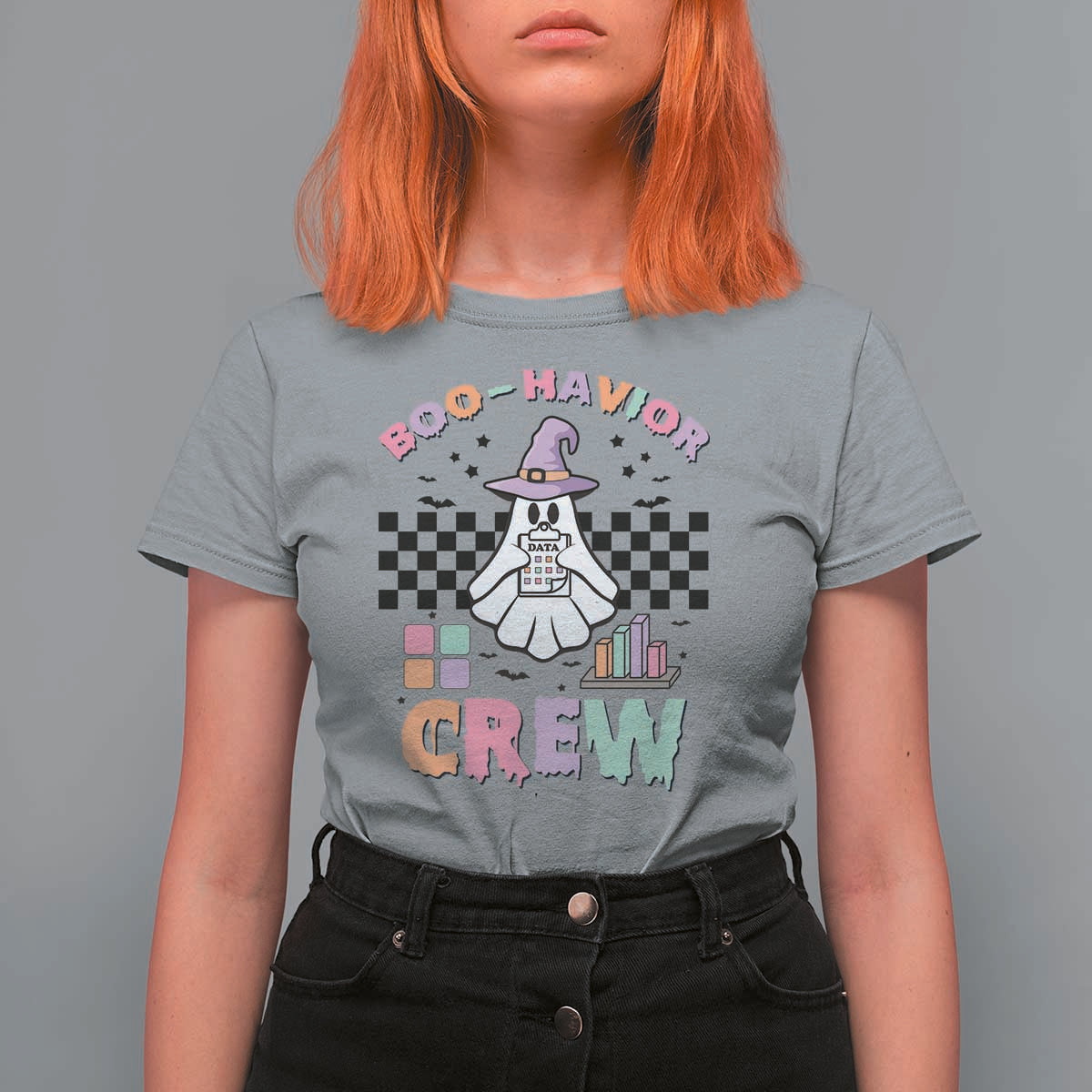 Funny Halloween Behavior Analyst T Shirt For Women Boo-Havior Retro Ghost Witch ABA RBT - Wonder Print Shop