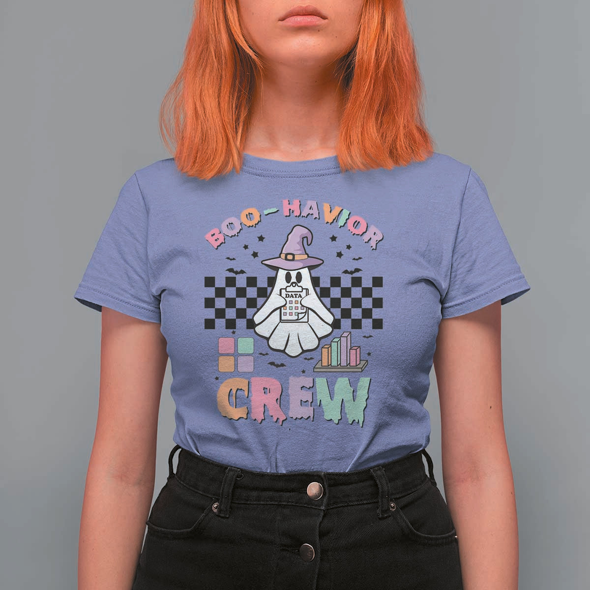 Funny Halloween Behavior Analyst T Shirt For Women Boo-Havior Retro Ghost Witch ABA RBT - Wonder Print Shop