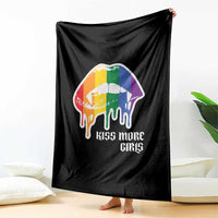 LGBT Lesbian Halloween Throw Blanket Kiss More Girls Rainbow Vampire Lips - Wonder Print Shop