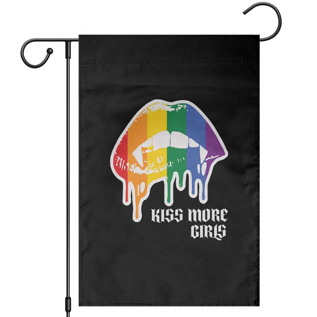 LGBT Lesbian Halloween Garden Flag Kiss More Girls Rainbow Vampire Lips - Wonder Print Shop