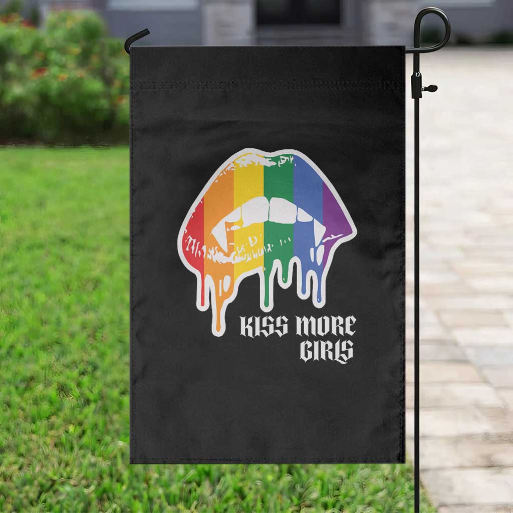 LGBT Lesbian Halloween Garden Flag Kiss More Girls Rainbow Vampire Lips - Wonder Print Shop