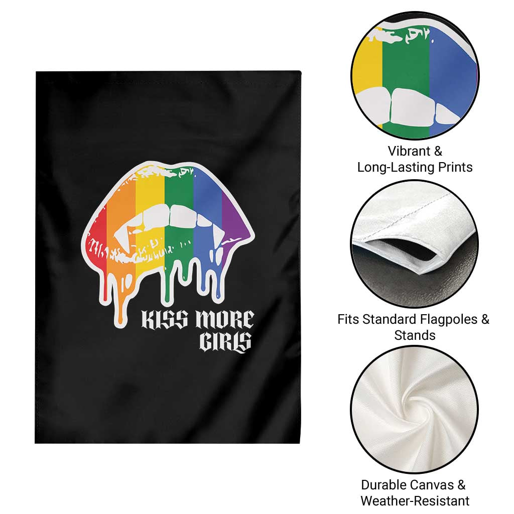 LGBT Lesbian Halloween Garden Flag Kiss More Girls Rainbow Vampire Lips - Wonder Print Shop