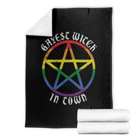 Halloween LGBT Throw Blanket Gayest Witch In Town Rainbow Pentagram Star - Wonder Print Shop
