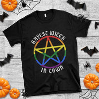 Halloween LGBT T Shirt Gayest Witch In Town Rainbow Pentagram Star - Wonder Print Shop