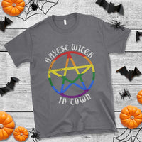 Halloween LGBT T Shirt Gayest Witch In Town Rainbow Pentagram Star - Wonder Print Shop