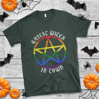 Halloween LGBT T Shirt Gayest Witch In Town Rainbow Pentagram Star - Wonder Print Shop