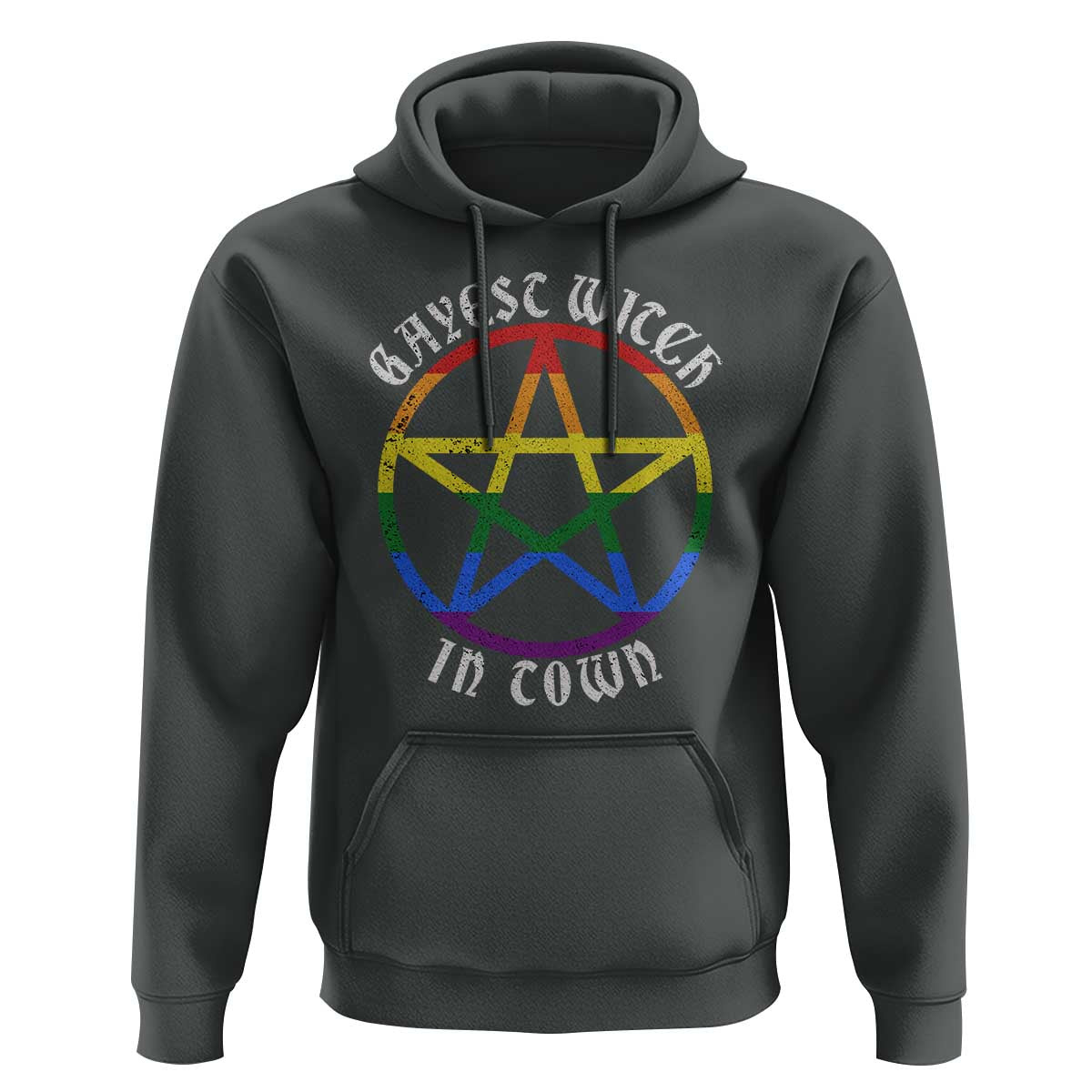 Halloween LGBT Hoodie Gayest Witch In Town Rainbow Pentagram Star