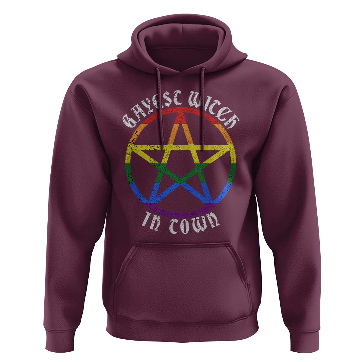 Halloween LGBT Hoodie Gayest Witch In Town Rainbow Pentagram Star