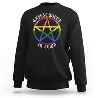 Halloween LGBT Sweatshirt Gayest Witch In Town Rainbow Pentagram Star - Wonder Print Shop