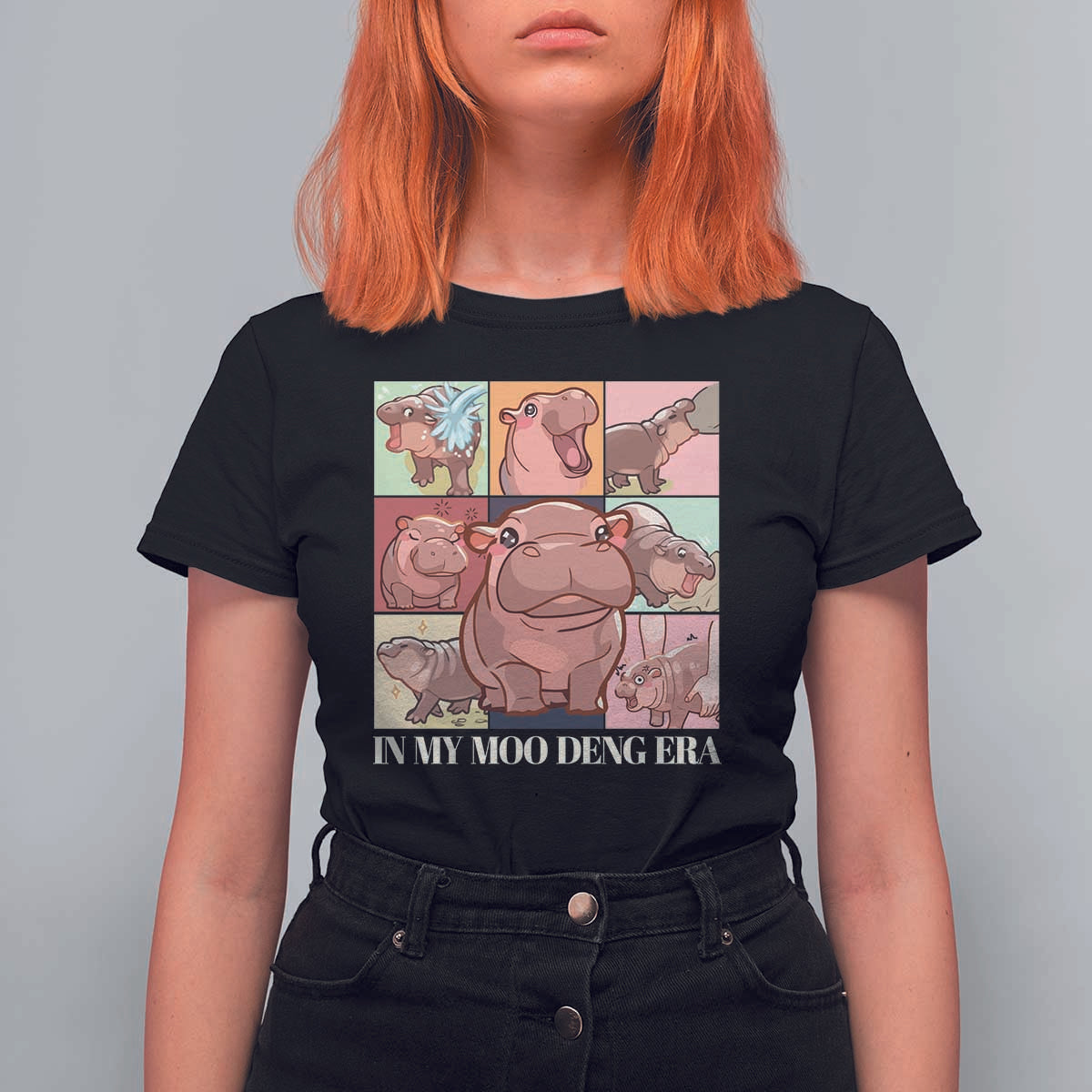 In My Moo Deng Era T Shirt For Women Cute Hippo Zoo Meme Baby Pygmy - Wonder Print Shop