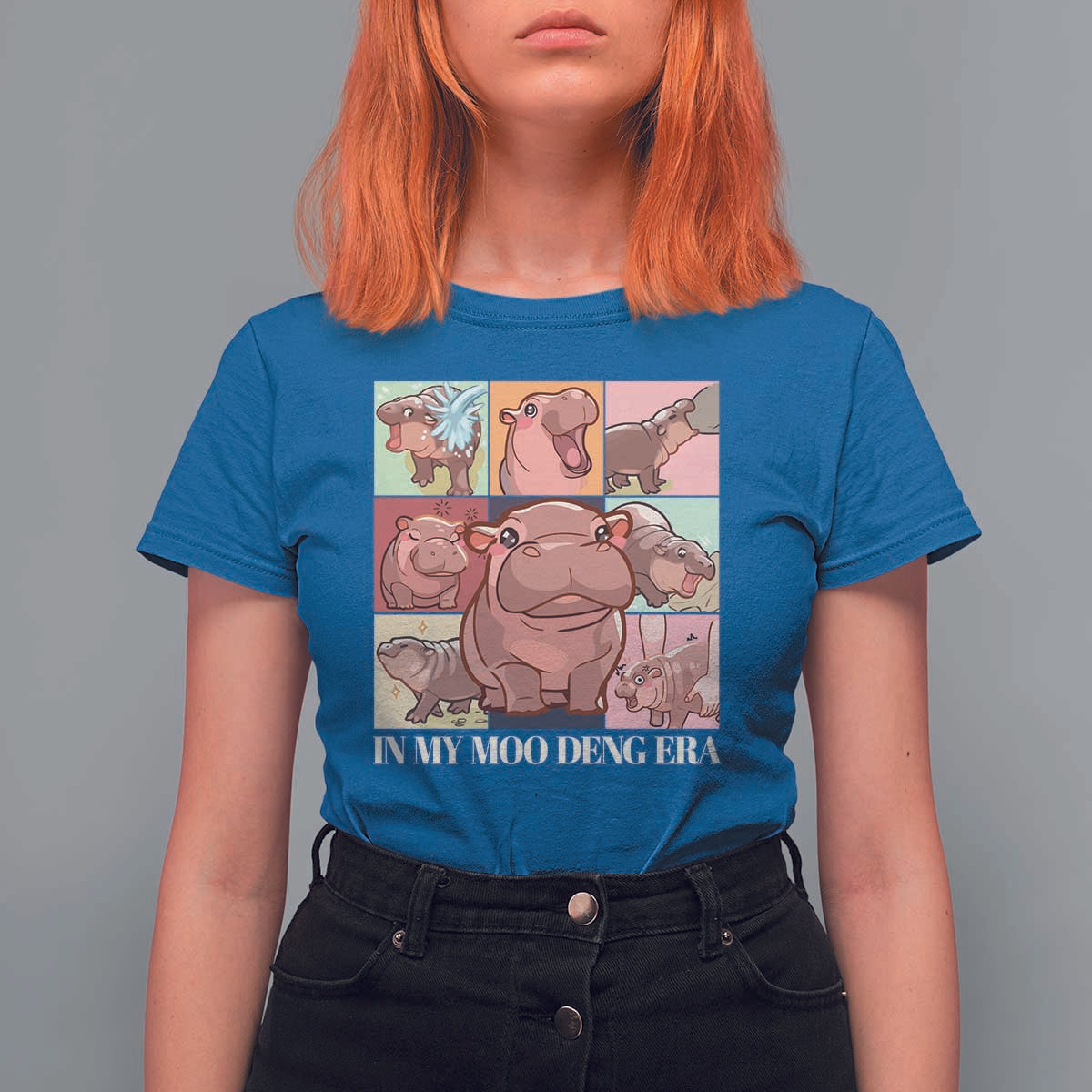In My Moo Deng Era T Shirt For Women Cute Hippo Zoo Meme Baby Pygmy - Wonder Print Shop