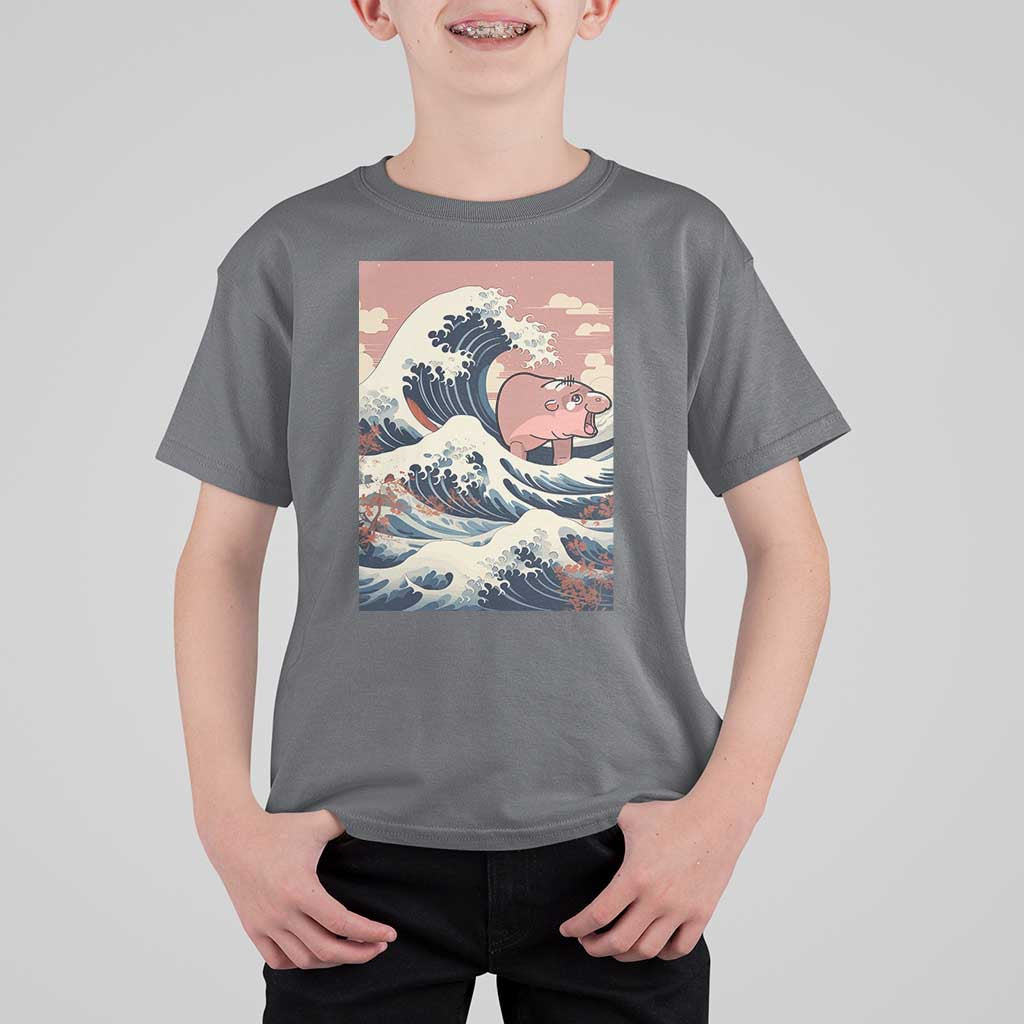 Funny Moo Deng T Shirt For Kid Cute Hippo Zoo Meme Baby Pygmy Tsunami - Wonder Print Shop