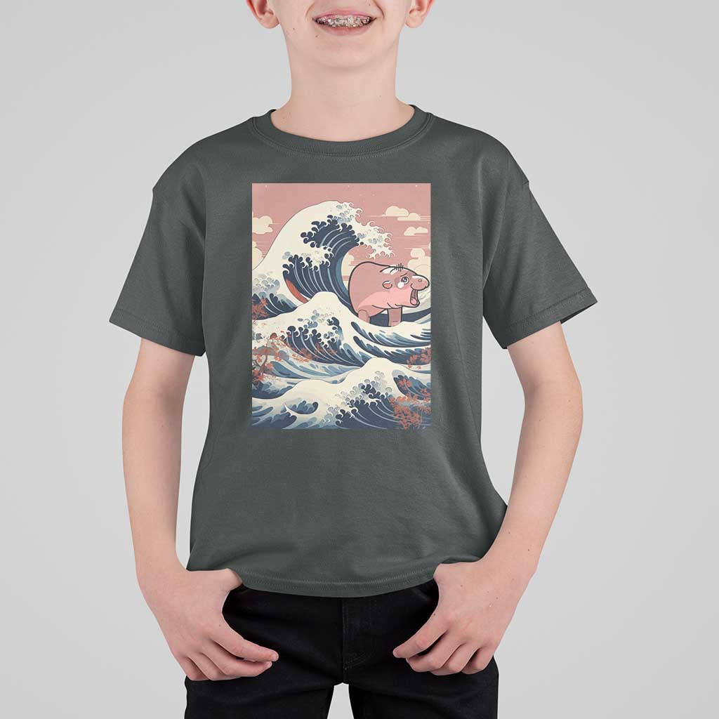 Funny Moo Deng T Shirt For Kid Cute Hippo Zoo Meme Baby Pygmy Tsunami - Wonder Print Shop