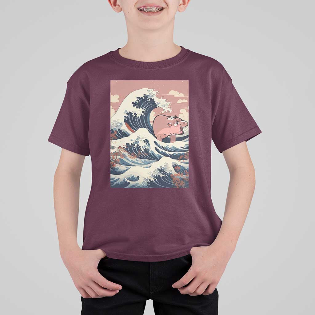 Funny Moo Deng T Shirt For Kid Cute Hippo Zoo Meme Baby Pygmy Tsunami - Wonder Print Shop