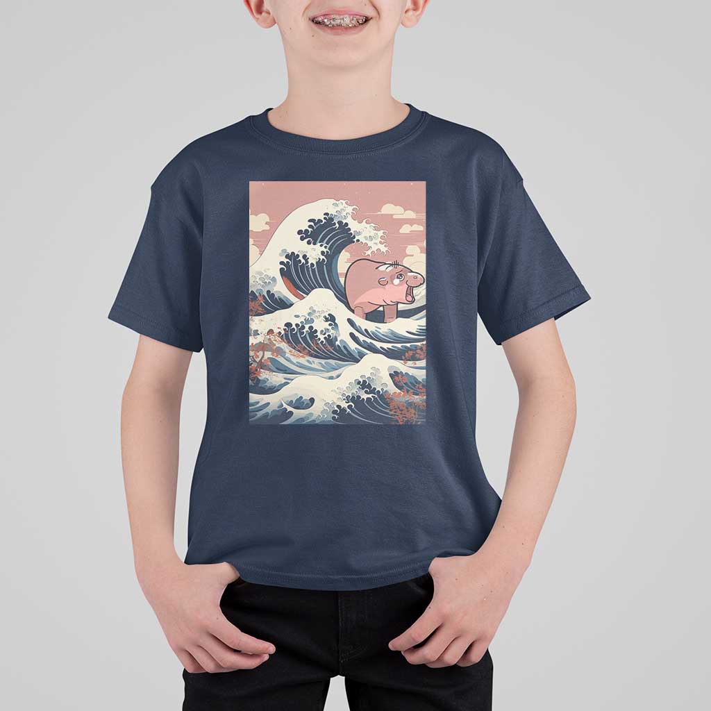 Funny Moo Deng T Shirt For Kid Cute Hippo Zoo Meme Baby Pygmy Tsunami - Wonder Print Shop