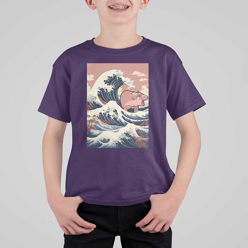 Funny Moo Deng T Shirt For Kid Cute Hippo Zoo Meme Baby Pygmy Tsunami - Wonder Print Shop