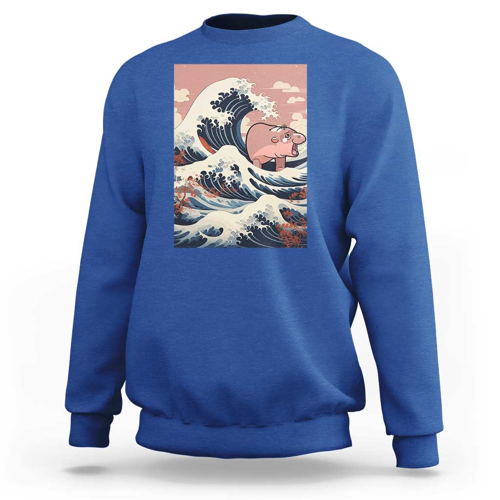 Funny Moo Deng Sweatshirt Cute Hippo Zoo Meme Baby Pygmy Tsunami - Wonder Print Shop