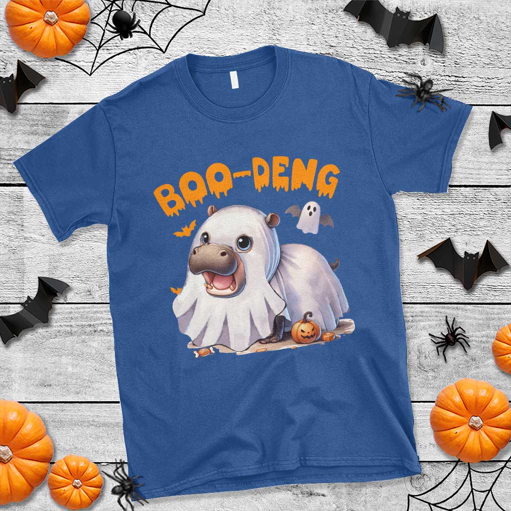 Funny Moo Deng T Shirt Boo Deng Cute Hippo Zoo Meme Baby Pygmy Halloween - Wonder Print Shop