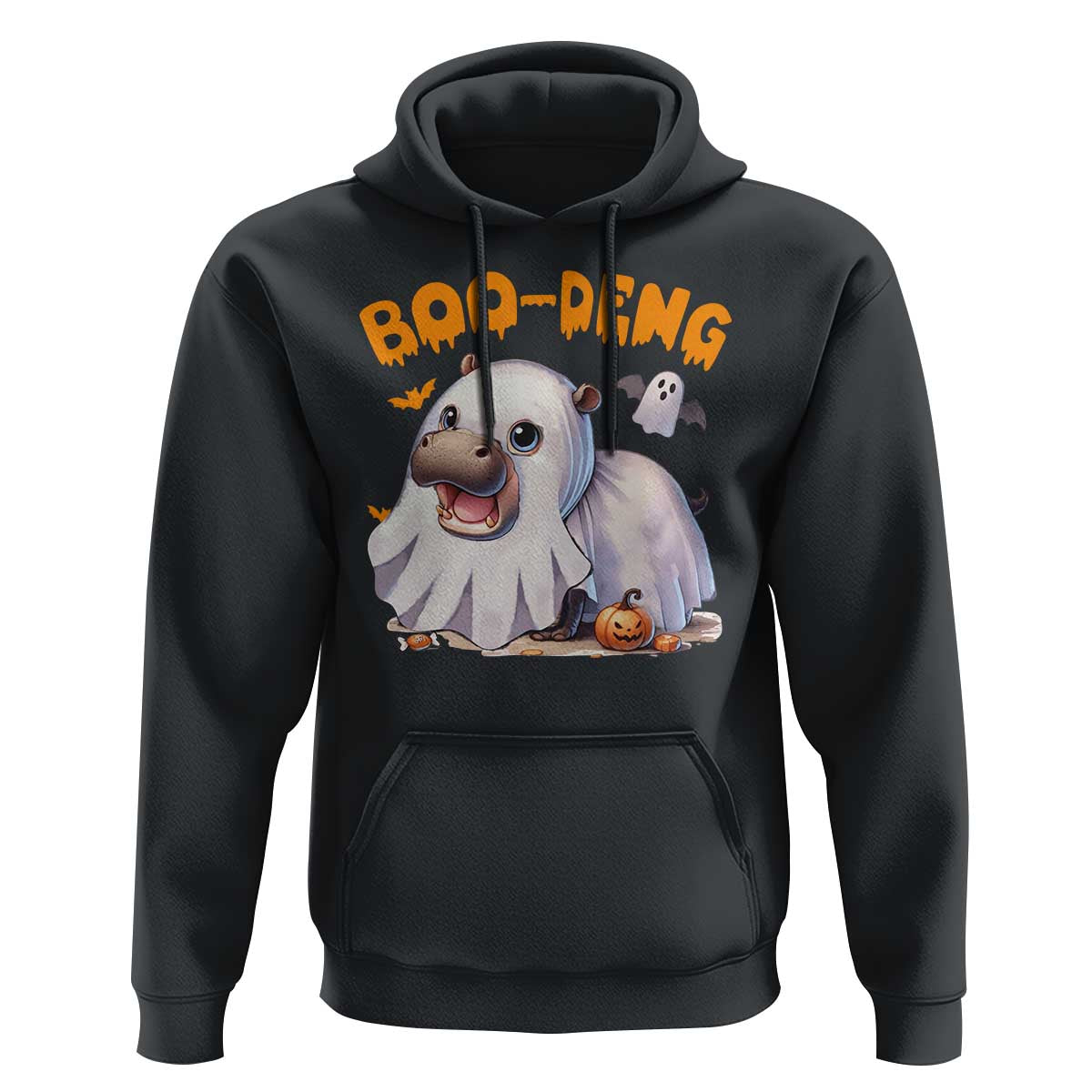 Funny Moo Deng Hoodie Boo Deng Cute Hippo Zoo Meme Baby Pygmy Halloween
