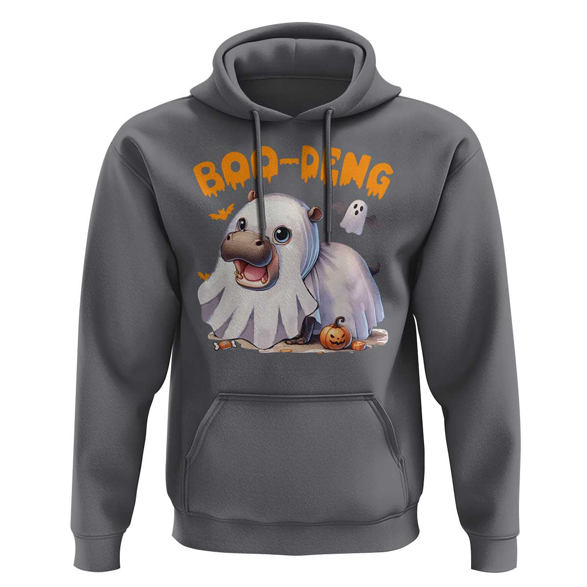 Funny Moo Deng Hoodie Boo Deng Cute Hippo Zoo Meme Baby Pygmy Halloween