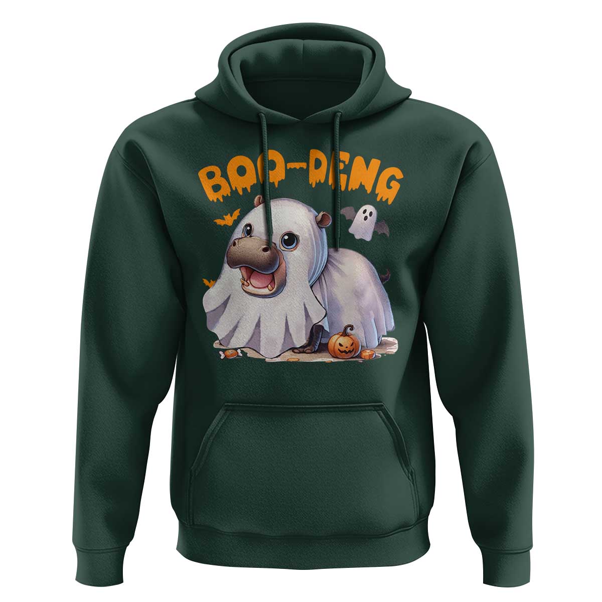 Funny Moo Deng Hoodie Boo Deng Cute Hippo Zoo Meme Baby Pygmy Halloween