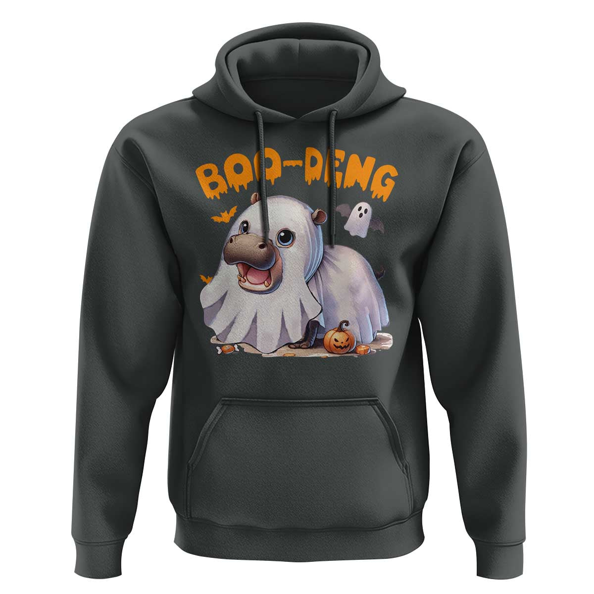 Funny Moo Deng Hoodie Boo Deng Cute Hippo Zoo Meme Baby Pygmy Halloween