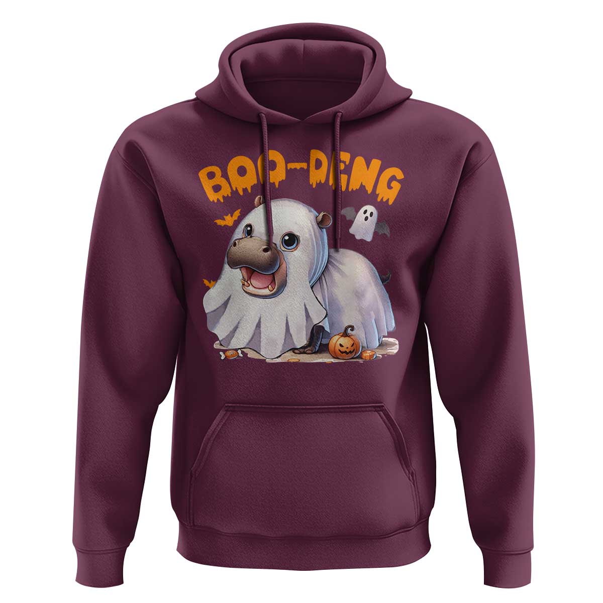 Funny Moo Deng Hoodie Boo Deng Cute Hippo Zoo Meme Baby Pygmy Halloween