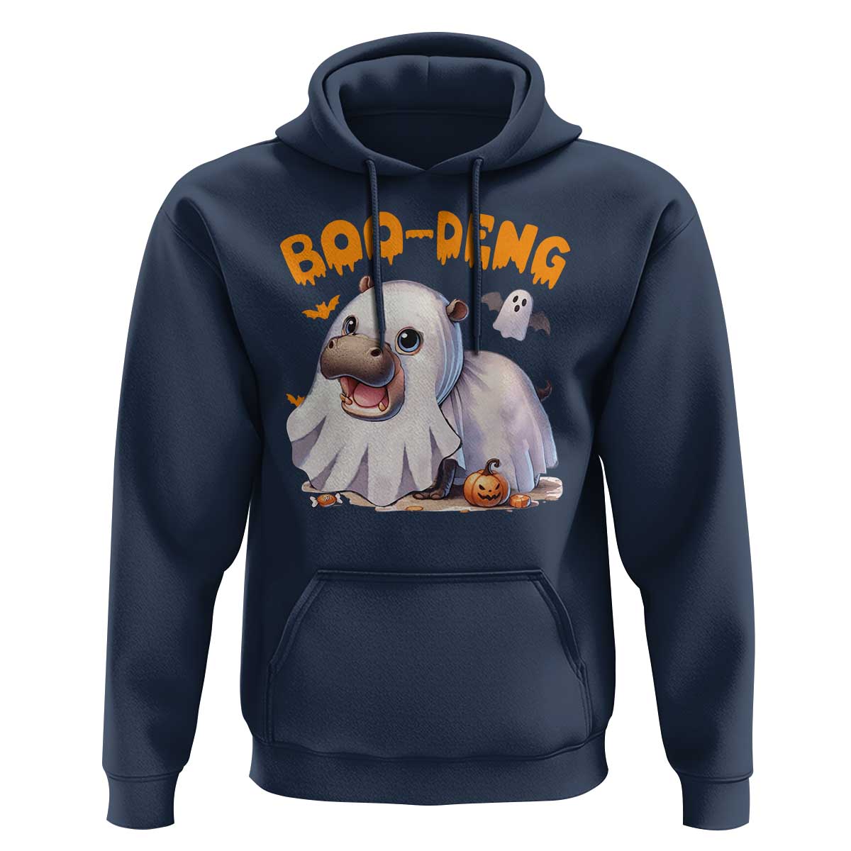 Funny Moo Deng Hoodie Boo Deng Cute Hippo Zoo Meme Baby Pygmy Halloween