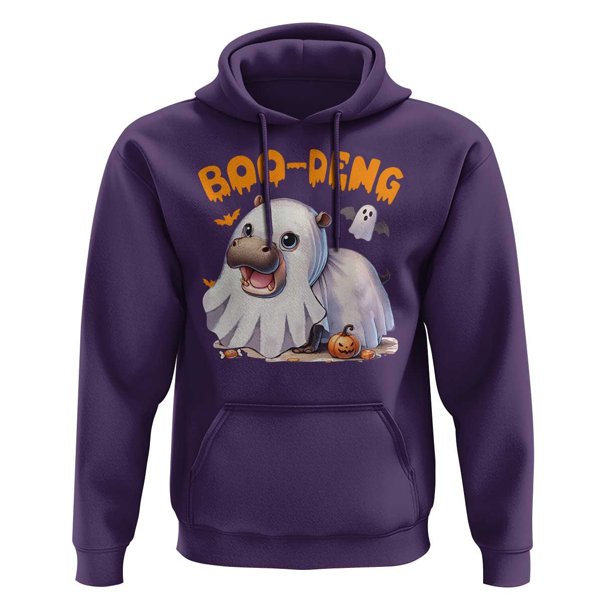 Funny Moo Deng Hoodie Boo Deng Cute Hippo Zoo Meme Baby Pygmy Halloween