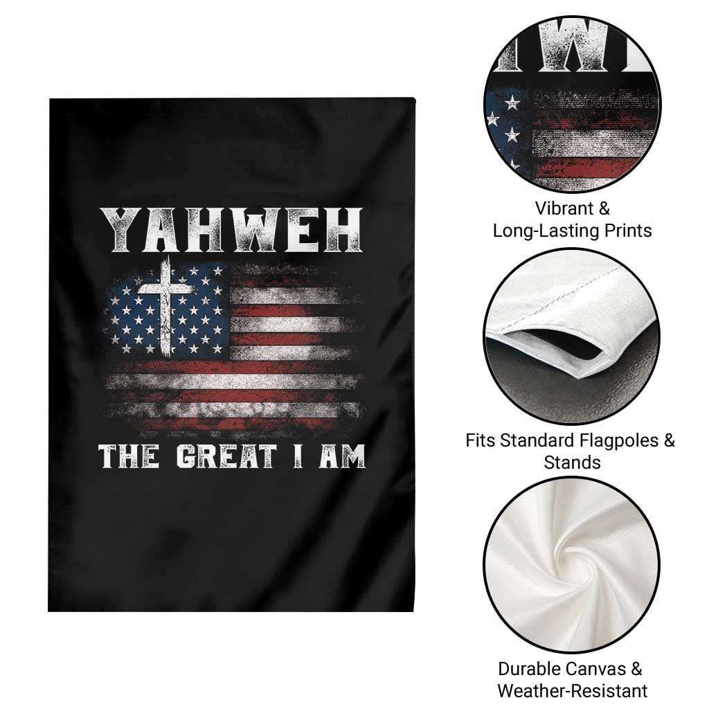 Yahweh The Great I Am Christian Faith Garden Flag Vintage American Flag - Wonder Print Shop