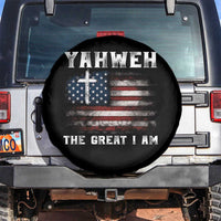 Yahweh The Great I Am Christian Faith Spare Tire Cover Vintage American Flag - Wonder Print Shop