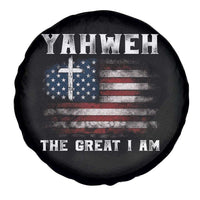 Yahweh The Great I Am Christian Faith Spare Tire Cover Vintage American Flag - Wonder Print Shop