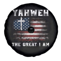 Yahweh The Great I Am Christian Faith Spare Tire Cover Vintage American Flag - Wonder Print Shop