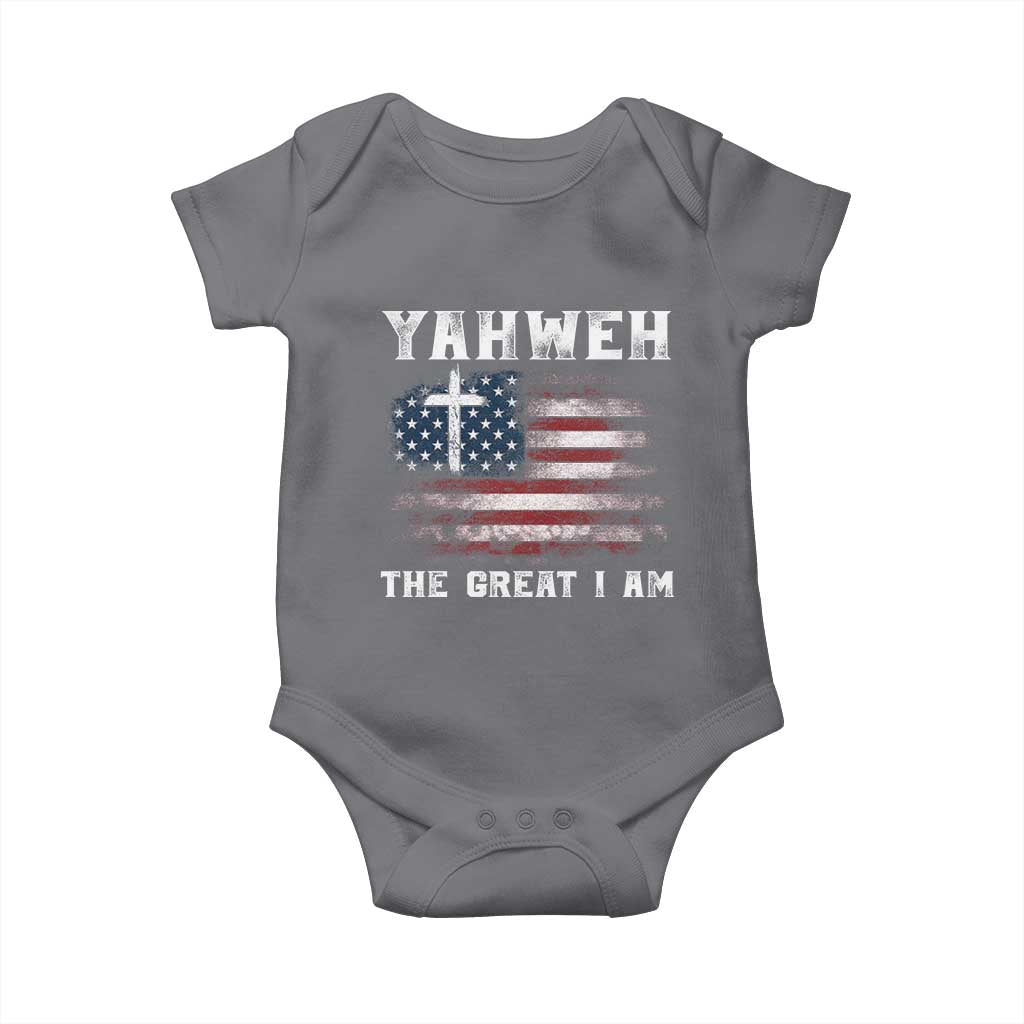 Yahweh The Great I Am Christian Faith Baby Onesie Vintage American Flag - Wonder Print Shop