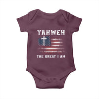 Yahweh The Great I Am Christian Faith Baby Onesie Vintage American Flag - Wonder Print Shop