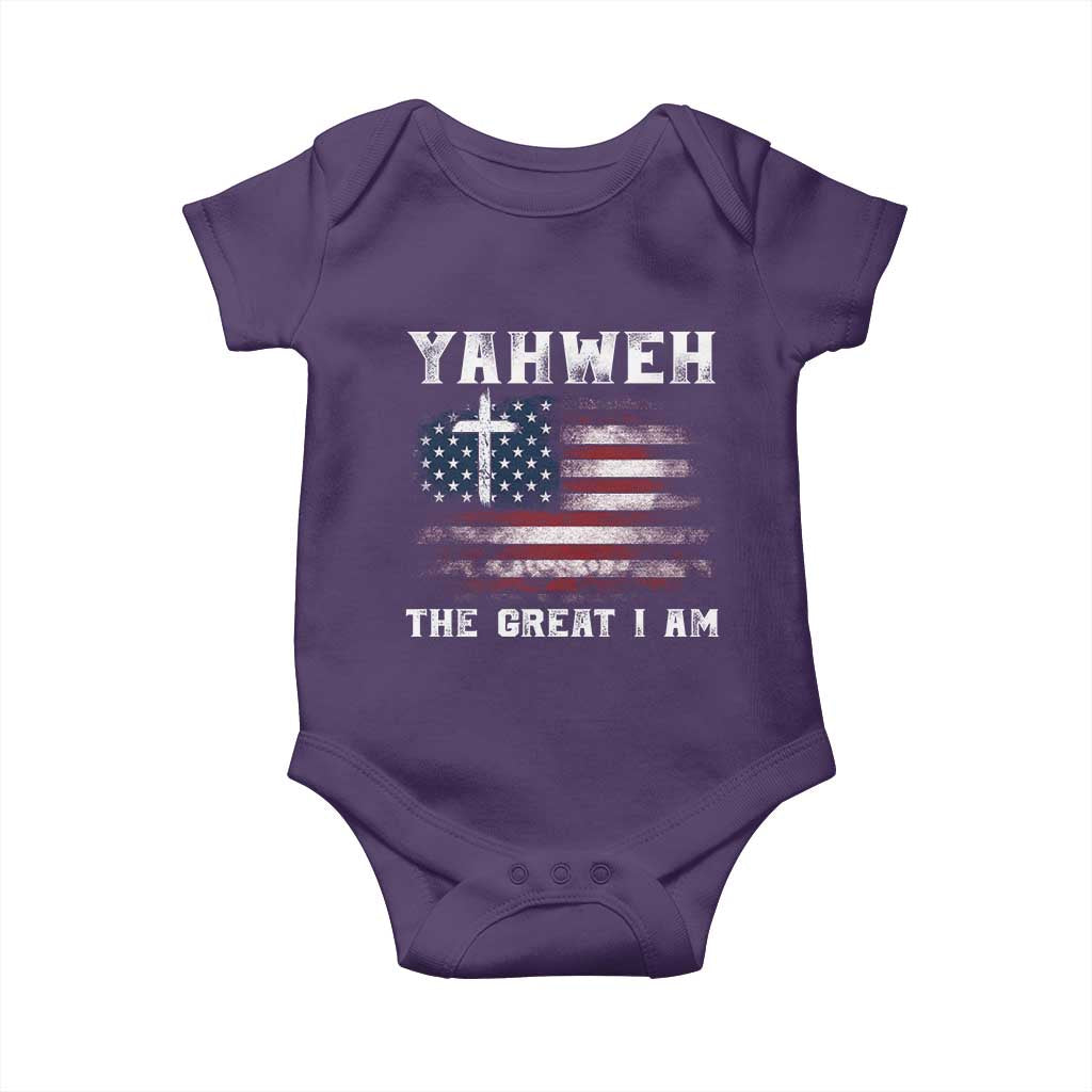 Yahweh The Great I Am Christian Faith Baby Onesie Vintage American Flag - Wonder Print Shop