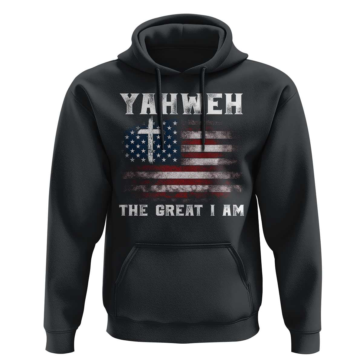 Yahweh The Great I Am Christian Faith Hoodie Vintage American Flag - Wonder Print Shop