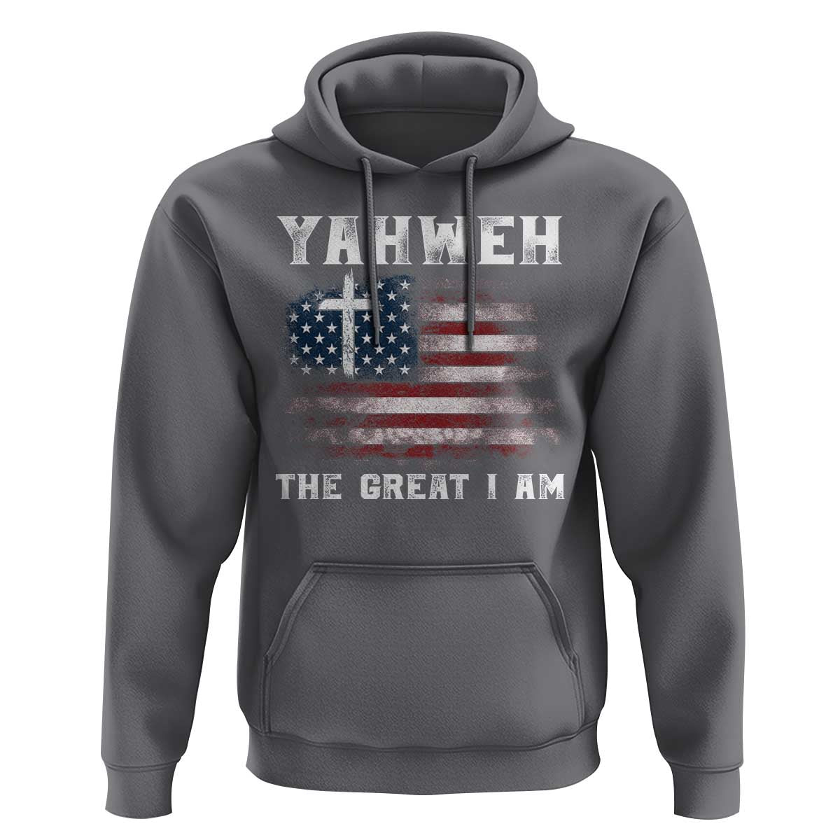 Yahweh The Great I Am Christian Faith Hoodie Vintage American Flag - Wonder Print Shop