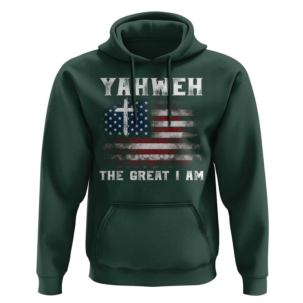 Yahweh The Great I Am Christian Faith Hoodie Vintage American Flag - Wonder Print Shop