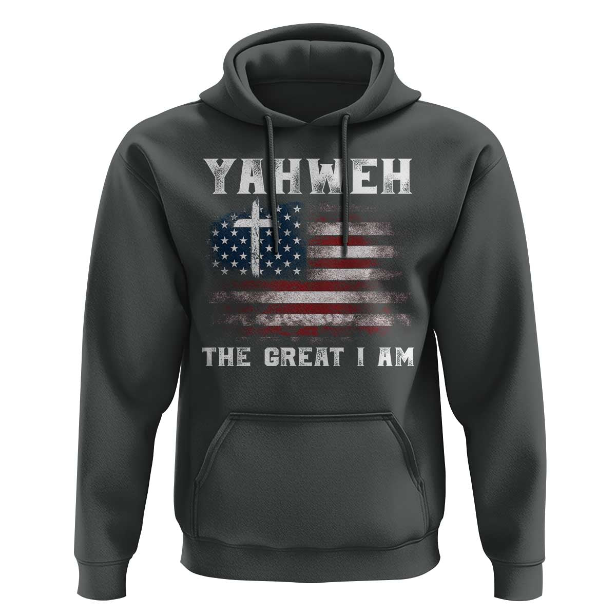 Yahweh The Great I Am Christian Faith Hoodie Vintage American Flag - Wonder Print Shop