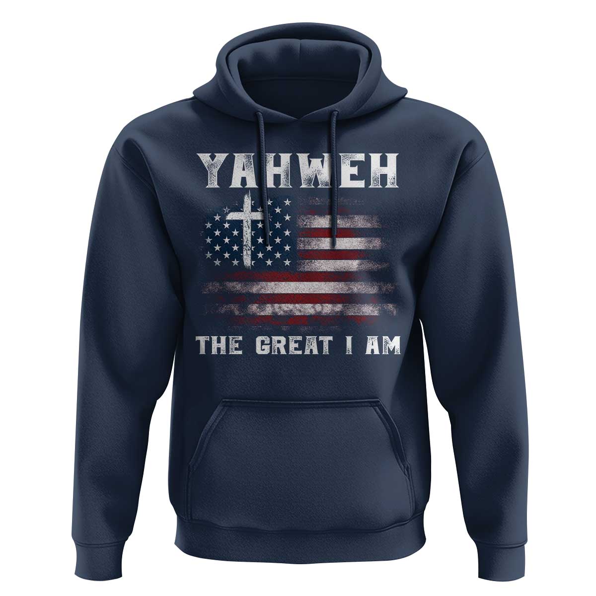 Yahweh The Great I Am Christian Faith Hoodie Vintage American Flag - Wonder Print Shop